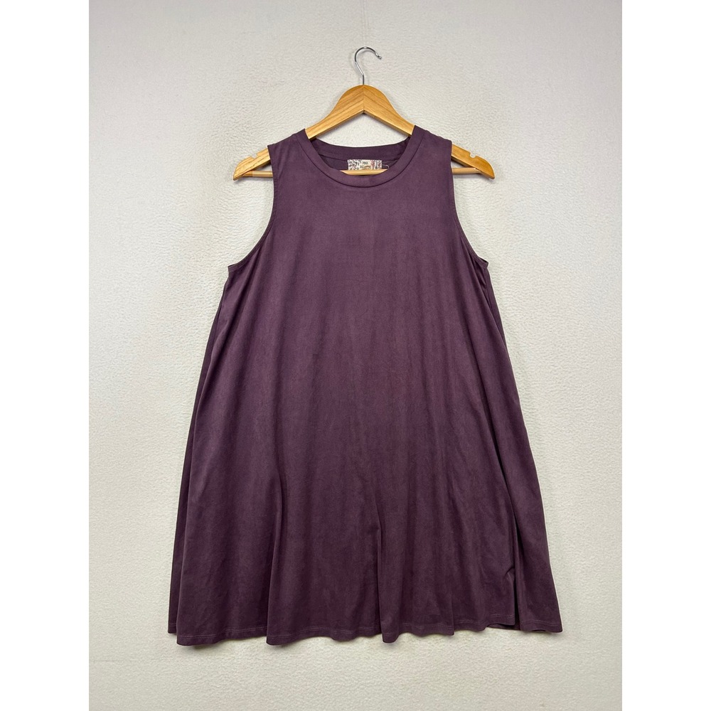 Boho Minimalist Pink Republic Womens XL Aubergine Faux Suede A-Line Dress
